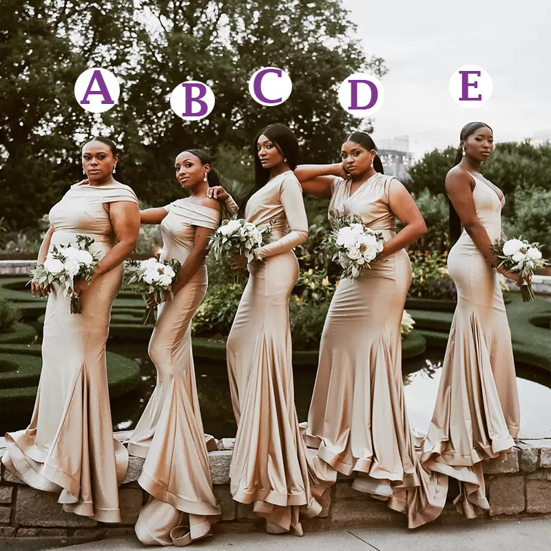 Mismatched Champagne Gold Mermaid Simple Bridesmaid Dresses WG901 –  SposaBridal