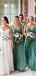 Mismatched Green Chiffon Long Formal Bridesmaid Dresses WG817