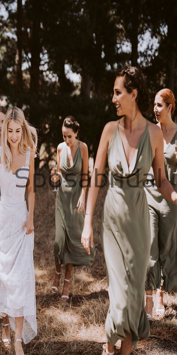 Mismatched Green Simple Cheap Long Bridesmaid Dresses WG723 – SposaBridal