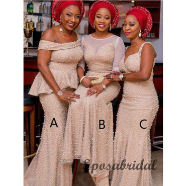 Mismatched Pink beaded Long Mermaid Bridesmiad Dresses WG911