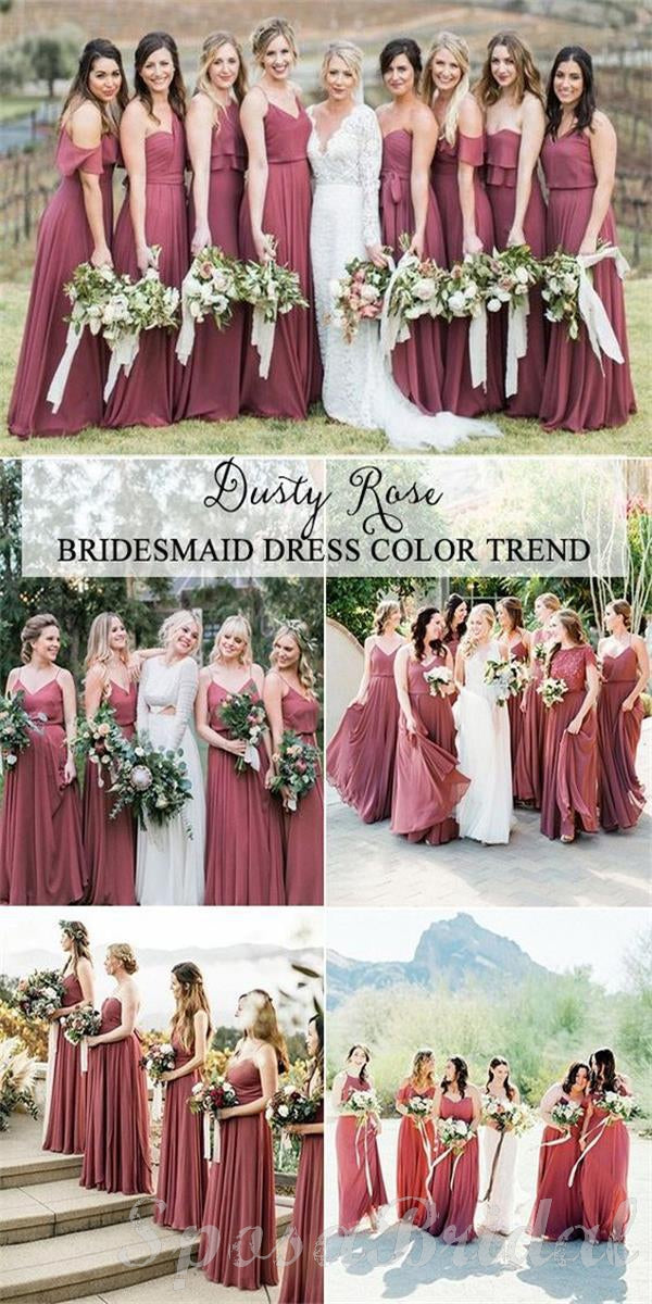 Mismatched Chiffon Inexpensive Floor Length A-line Dusty Rose Simple B SposaBridal Mismatched Chiffon Inexpensive Floor Length A-line Dusty Rose Simple B SposaBridal