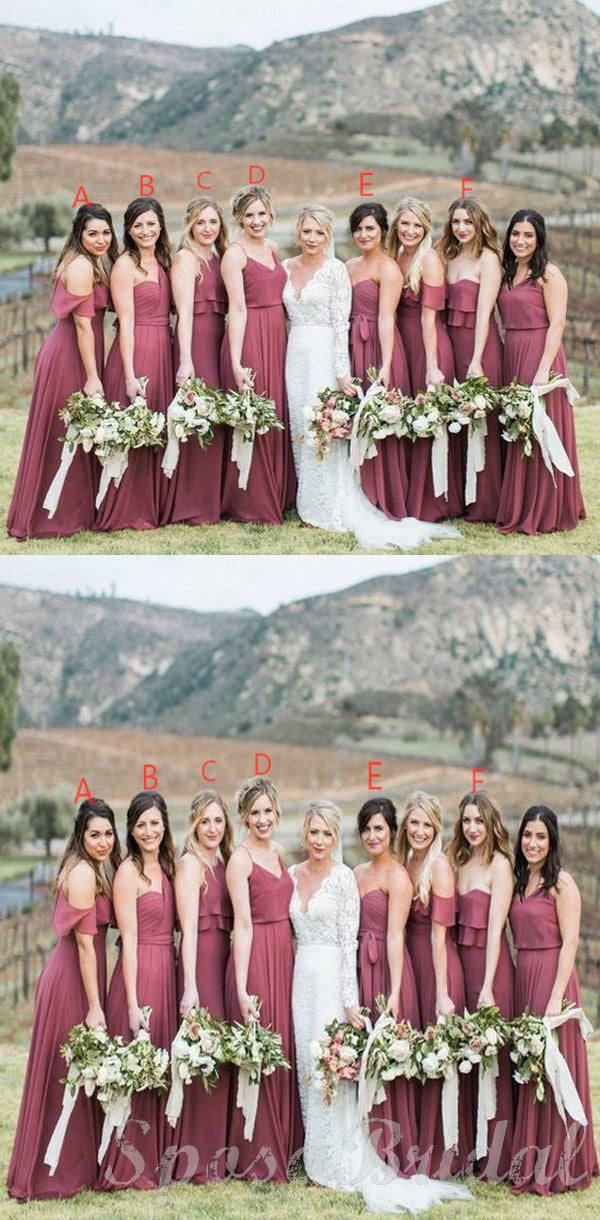 Mismatched Chiffon Inexpensive Floor Length A-line Dusty Rose Simple B SposaBridal Mismatched Chiffon Inexpensive Floor Length A-line Dusty Rose Simple B SposaBridal