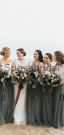 Mismatched Lace Tulle A-line Hot Sale Modest Bridesmaid Dresses WG646