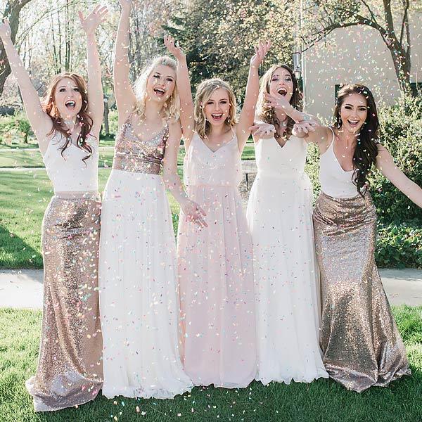 Mismatched Sequin Simple Two Pieces Cheap Bridesmaid Dress,WG360 SposaBridal Mismatched Sequin Simple Two Pieces Cheap Bridesmaid Dress,WG360 SposaBridal