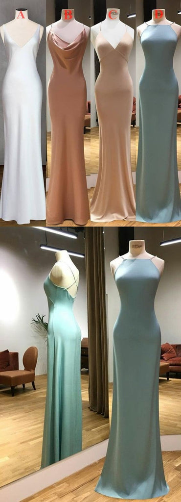 Mismatched  Sexy Spaghetti Straps Simple Cheap Long Modest Prom Dresses, PD0830
