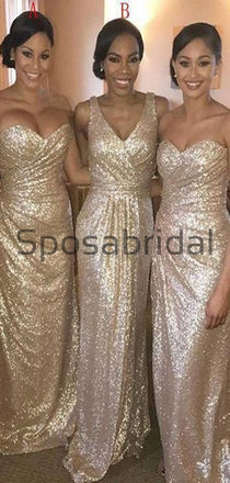 Mismatched Sparkly Sequin Mermaid Long Modest Bridesmaid Dresses WG653