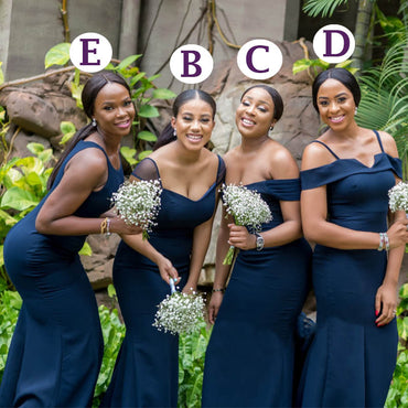 Mismatched Navy Blue Elegant Mermaid Floor-length Bridesmaid Dresses, BD3188