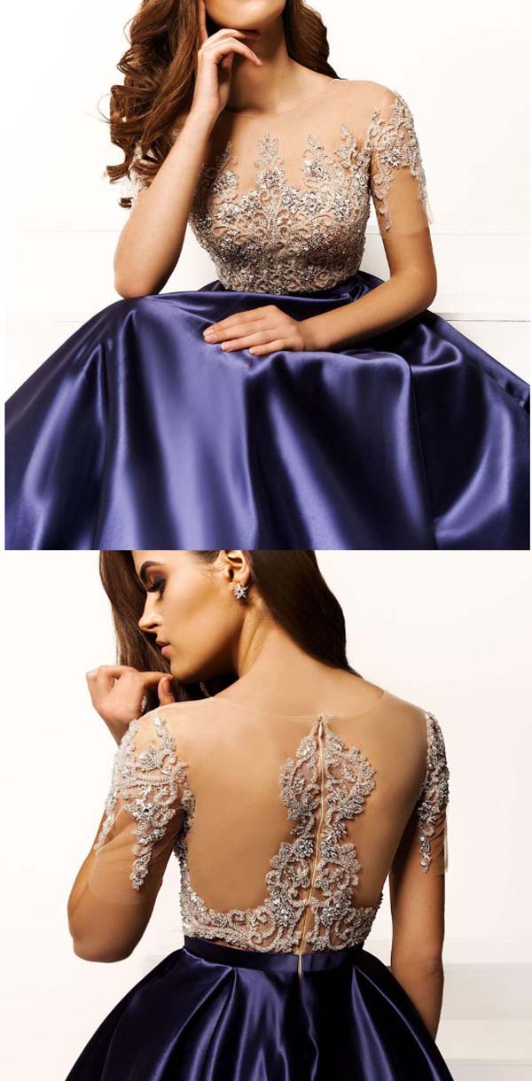 modest petite prom dresses Modest Sheath Beaded Prom Dresses For Teens ARD2304