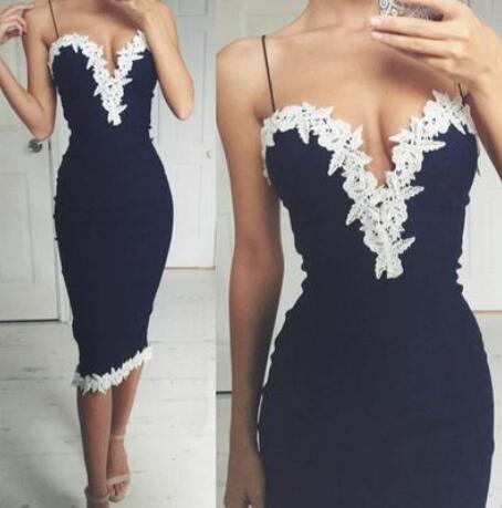 Navy Blue Spaghetti Straps Tight Memaid Normal Cheap Homecoming Dresse SposaBridal Navy Blue Spaghetti Straps Tight Memaid Normal Cheap Homecoming Dresse SposaBridal