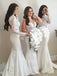 Elegant Two Pieces Mermaid Long Sleeves High Neck Lace Top Bridesmaid Dresses, PD0745