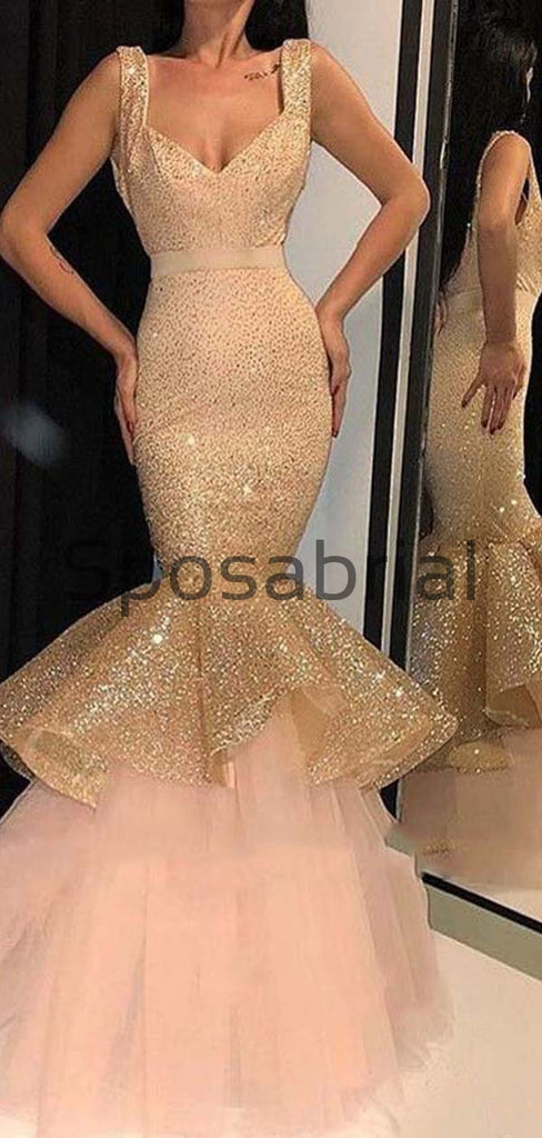 Newest Mermaid Sparkly Sequin Sexy Modest Prom Dresses PD2081