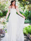 Off Shoulder Lace Sleeves Boho Cheap Beach Wedding Dresses, WD313