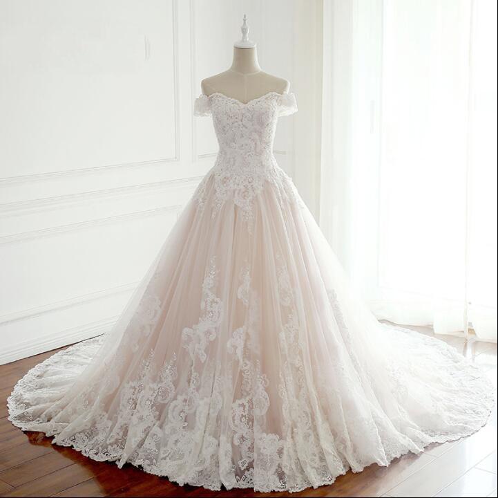 Off Shoulder A-Line Princess Wedding Dresses, 2018 Sparing Bridal Gowns, Popular Pretty sweetheart  Wedding Dress, WD0280