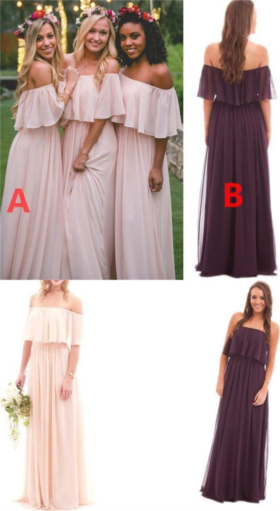 Off Shoulder Chiffon Cheap Popular New Simple Bridesmaid Dress WG231