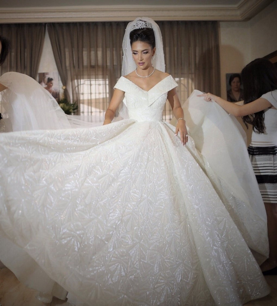 Shiny Glitter Vintage Wedding Dresses A Line Sweetheart Elegant Bride –  Rjerdress