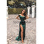 Off the Shoulder Green Side Slit Mermaid Simple Cheap  Modest Prom Dresses, Prom Dress PD1902