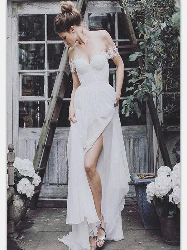 Off the Shoulder Long Chiffon Cheap Fairy Prom Dresses, Bridal wedding SposaBridal Off the Shoulder Long Chiffon Cheap Fairy Prom Dresses, Bridal wedding SposaBridal