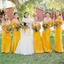 Off the Shoulder Yellow Mermaid Modest Bridesmaid Dresses, WG525