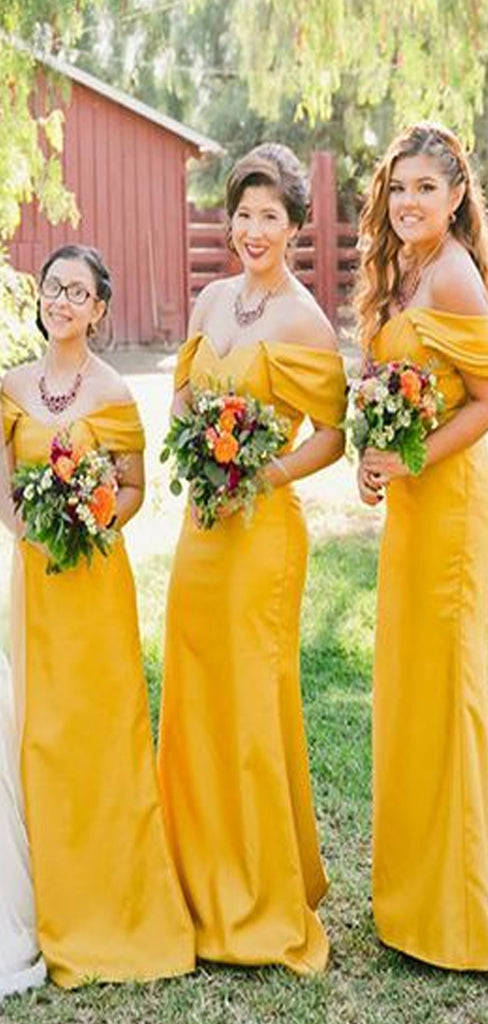 Off the Shoulder Yellow Mermaid Modest Bridesmaid Dresses, WG525 ...
