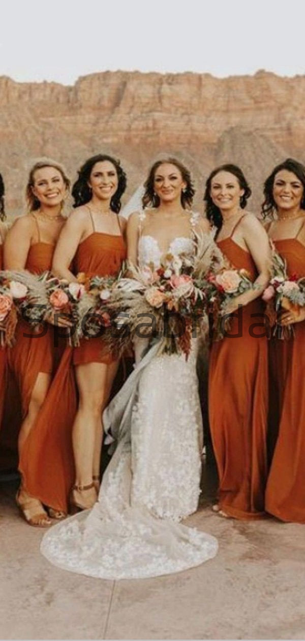 Orange Saghetti Straps Simple Unique Fall Summer Bridesmaid Dresses WG SposaBridal Orange Saghetti Straps Simple Unique Fall Summer Bridesmaid Dresses WG SposaBridal