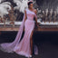 Sparkly Pink One Shoulder Sequin Mermaid Side Slit  Long Prom Dresses PD1664