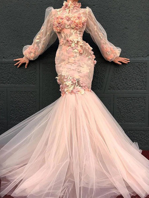Charming Pretty Long Sleeves Gorgeous Mermaid Evening Prom Dresses, PD – SposaBridal Charming Pretty Long Sleeves Gorgeous Mermaid Evening Prom Dresses, PD – SposaBridal