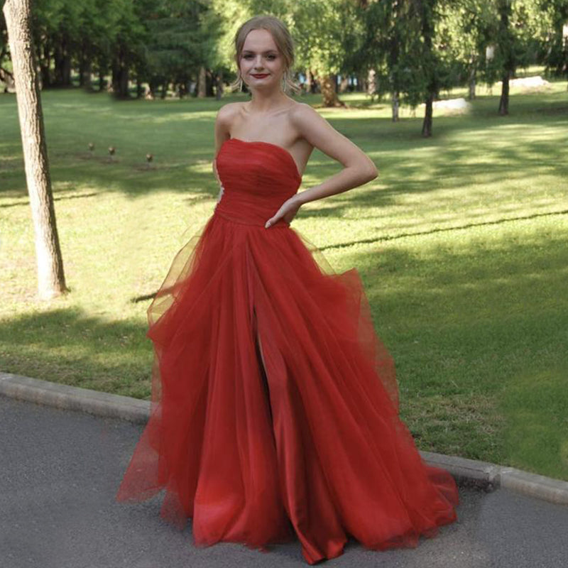 Luxury Straight Red Tulle Short Sleeves Sweet 16 Quinceanera Formal Evening  Dress Womens Prom Wedding Party Dresses Gown With Long Trailing - Etsy Hong  Kong