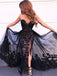 Sexy Black Sweetheart Strapless Sparkling Side-slit Mermaid With Tulle Long Prom Dress, PD3263