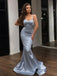 Sexy Pale Blue Spaghetti Straps Sweetheart Sexy Mermaid Long Prom Dress, PD3440