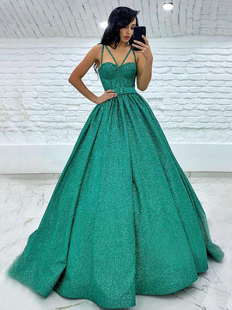 Sexy Sparkly Unique Straps A-line Turquoise And Fuschia Long Prom Dresses, PD3451