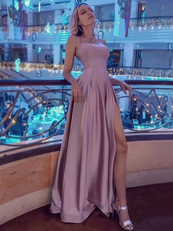 Halter Mauve Open Back Sexy Side-slit A-line Long Prom Dress, PD3466 SposaBridal Halter Mauve Open Back Sexy Side-slit A-line Long Prom Dress, PD3466 SposaBridal