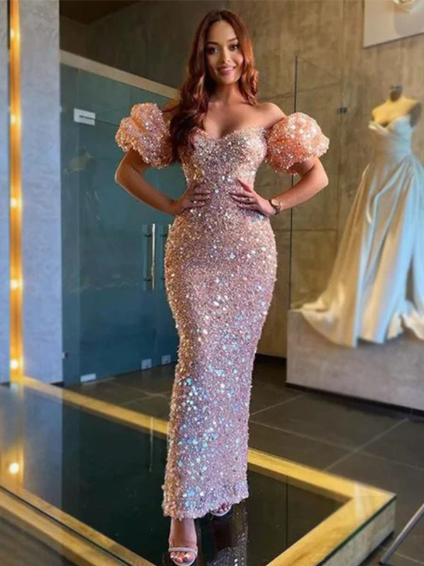 Shiny Pink Off-shoulder Sweetheart Sexy Mermaid Long Prom Dress, PD349 SposaBridal Shiny Pink Off-shoulder Sweetheart Sexy Mermaid Long Prom Dress, PD349 SposaBridal