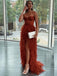 Rust Red Strapless Sweetheart Sexy Side-slit Mermaid Long Prom Dress, PD3518
