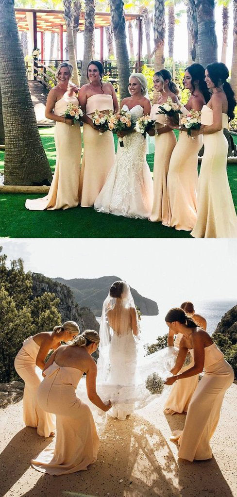 Pastel Yellow Mermaid Unique Elegant Long Bridesmaid Dresses WG887 SposaBridal Pastel Yellow Mermaid Unique Elegant Long Bridesmaid Dresses WG887 SposaBridal