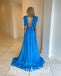 Sexy Chiffon Spaghetti Straps V-Neck Lace Up Back A-Line Long Prom Dresses,PD3703