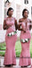 Pink Mermaid Formal Long Bridesmiad Dresses WG916