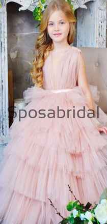 Pink Tulle Unique Lovely Custom Flower Girl Dresses, FG137