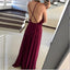 Popular Modest Simple Spaghetti Straps  Burgundy Chiffon Bridesmaid Dresses, prom dresses , WG282