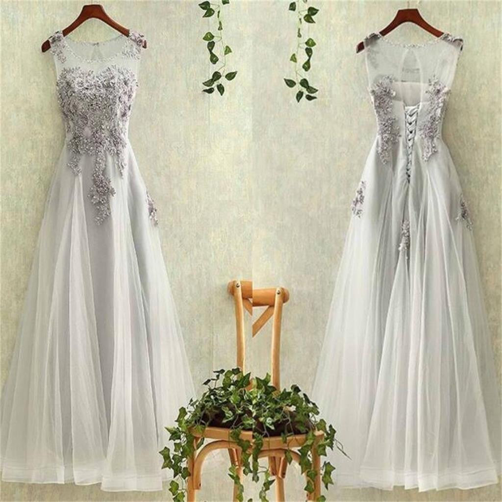 Scoop  A-line Lace Appliques Formal Elegant Bridesmaid Dresses, wedding guest dress, PD0343