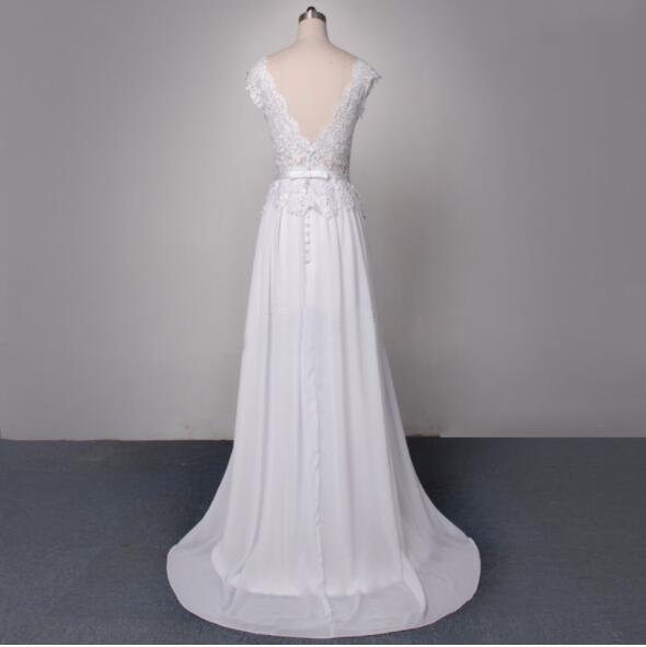 Long Lace Chiffon Elegant Pretty Most Popular Custom Wedding Dress, WD0091