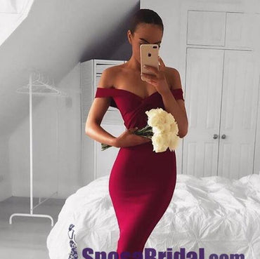 Mermaid Sexy Elegant Off the Shoulder  Long Bridesmaid Dresses, Formal Prom Dresses,PD0754
