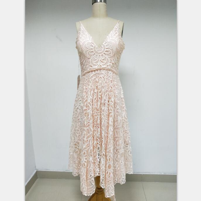 Discount Cheap Short in Size In Stock Pink Lace Spaghetti Straps Prom Dresses Online,DD006