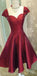 Red Cap Sleeves Uniqe Modest Lace up back Inexpensive Short Homecoming Dresses, BD0405