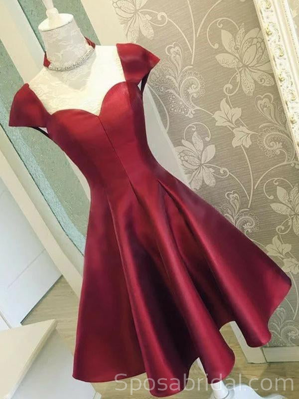 Red Cap Sleeves Uniqe Modest Lace up back Inexpensive Short Homecoming SposaBridal Red Cap Sleeves Uniqe Modest Lace up back Inexpensive Short Homecoming SposaBridal