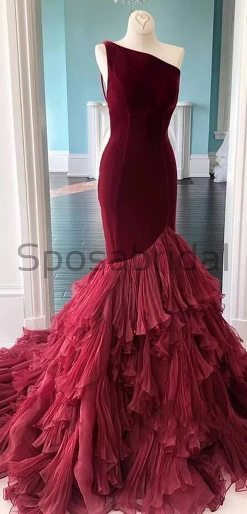 Red Mermaid One Shoulder Elegant Formal Popular Long Prom Dresses PD1645
