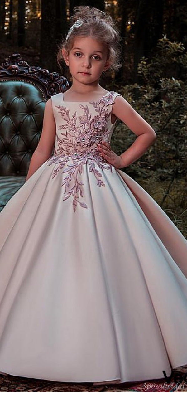 Satin Formal A-ling Affordable Cheap Elegant Flower Girl Dresses, Juni –  SposaBridal