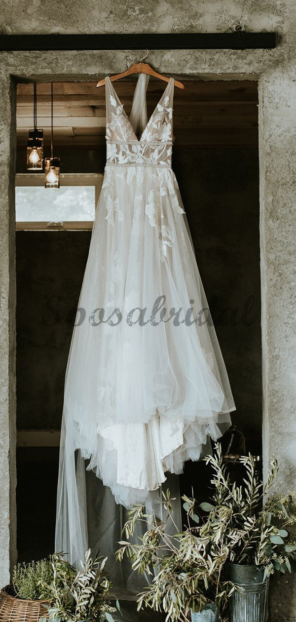 see through lace back wedding dress Sheer Long Sleeves Lace Wedding Dresses Backless loveangeldress