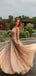 Sequin Sparkly Shining A-line Sleeveless Pincess Modest Long Prom Dresses PD1596