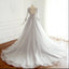 Sequin Sparkly Top Long Sleeves Scoop Unique Design Wedding Dresses, Spring Summer Free Custom Bridal Gowns , WD0283