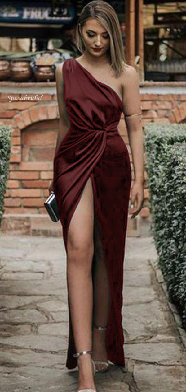  Hnodov Women's 2 Piece Satin Outfits Sexy One Shoulder